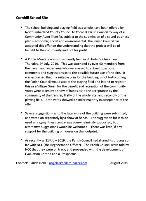 Cornhill School Site